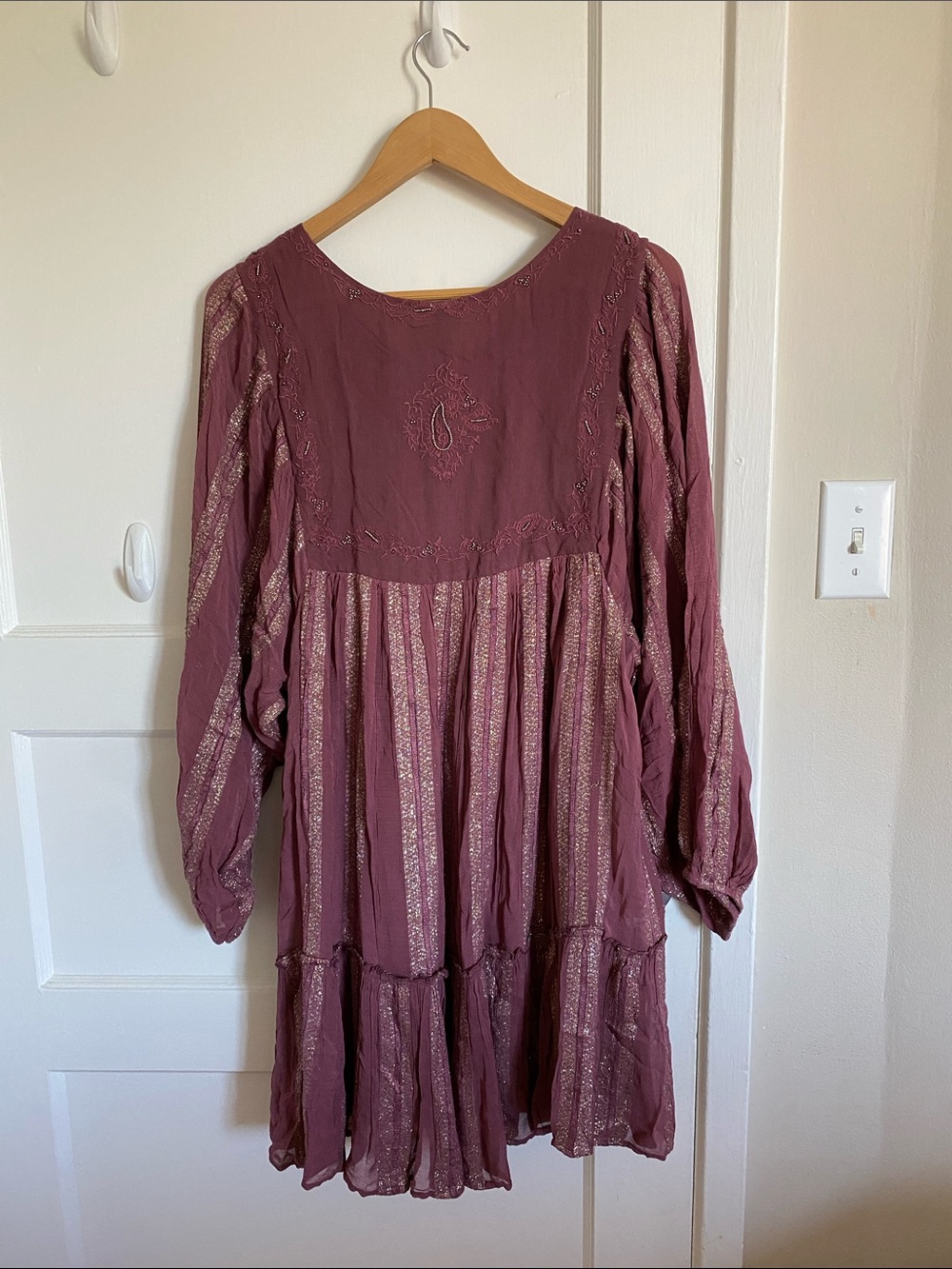 RAGA Bohmian Metallic Beaded Dress in Maroon - Picture 9 of 10